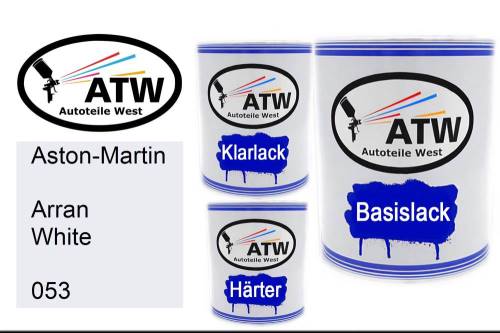 Aston-Martin, Arran White, 053: 1L Lackdose + 1L Klarlack + 500ml Härter - Set, von ATW Autoteile West.